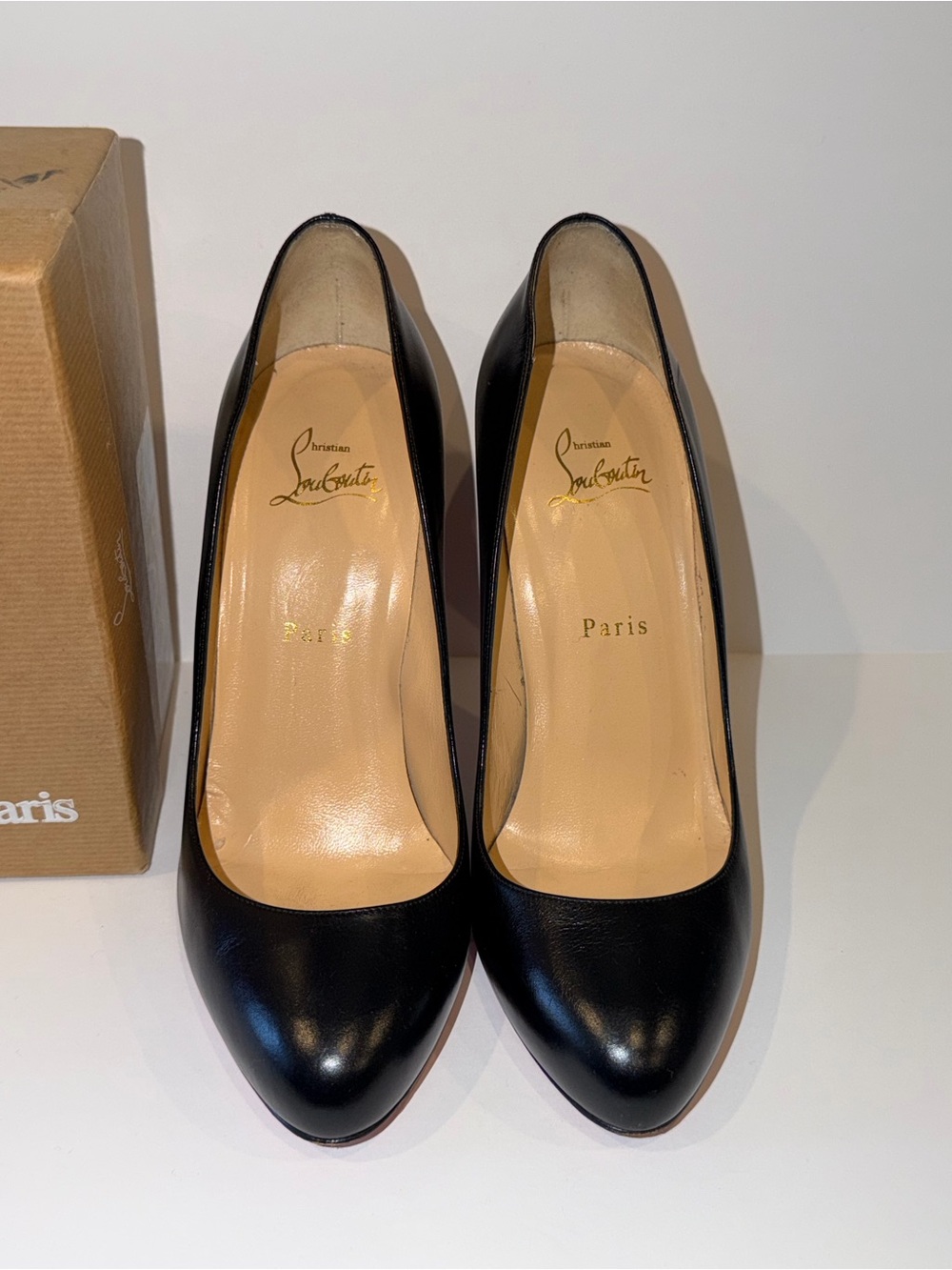 Christian Louboutin Dorissima 100 Black Leather Pumps • Red Bottoms